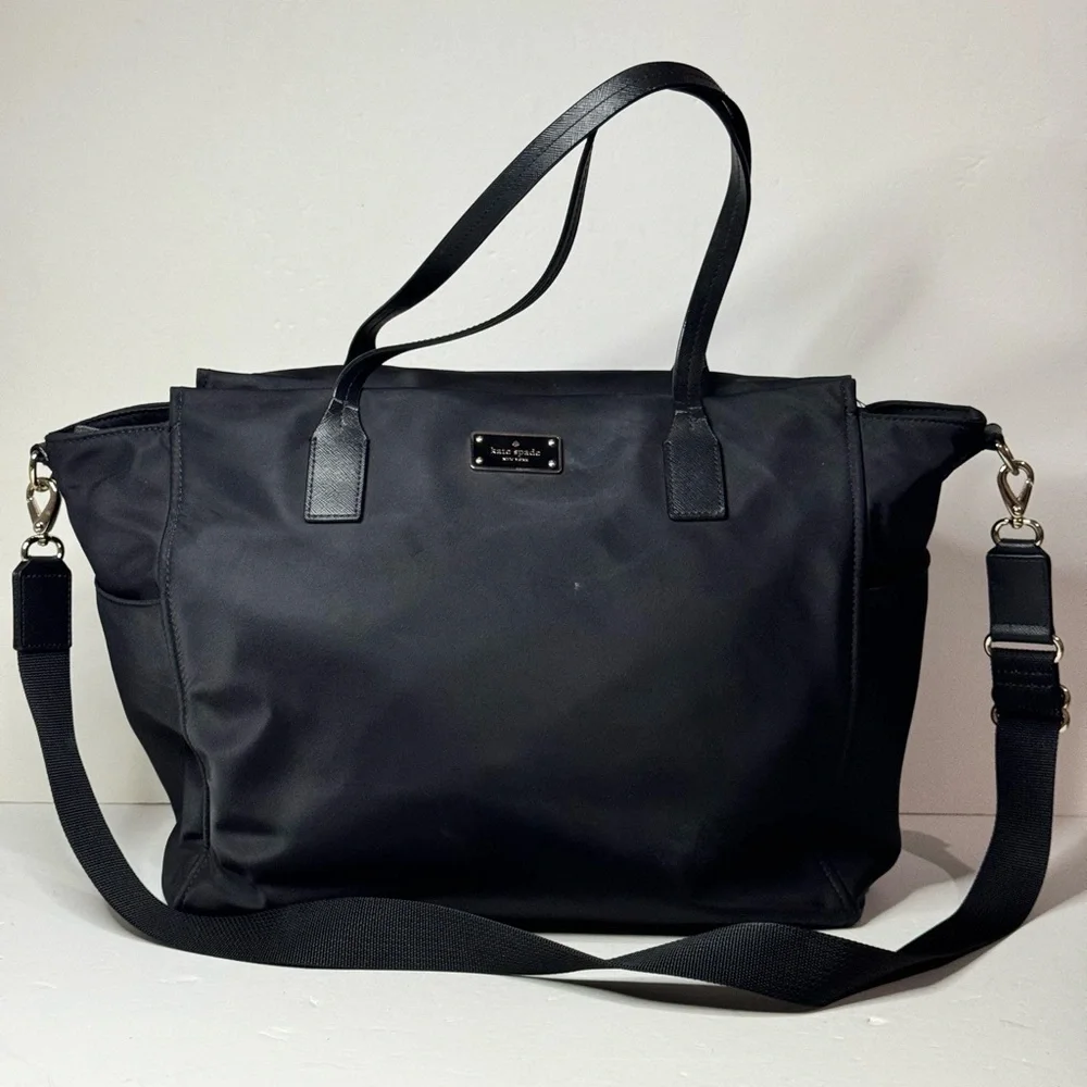 Kate Spade Blake Avenue Solid Black Nylon Kaylie Baby Travel Diaper Tote Bag